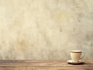 Obraz na płótnie Canvas Minimalist Coffee Cup on Rustic Wooden Table
