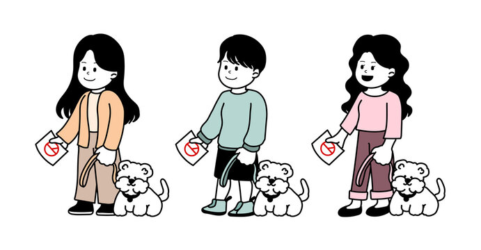 대한민국 총선 사전투표 대선 선거 투표 애견동반 강아지 사람들 일러스트 벡터