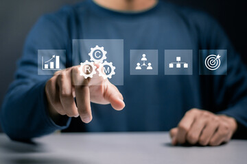 CRM, Customer relationship management concept. Social media, digital online, Customer network management and network connecting connections for target customers.