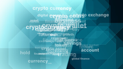 Crypto currency texts background understanding progress and value of digital money in market