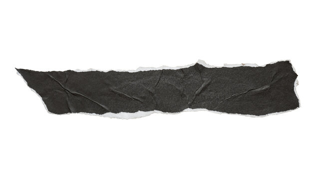 Torn narrow rectangle black paper for using as text box
