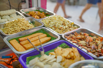 Ingredients for crab noodles or sea food noodles.