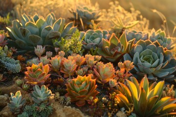 Fototapeta na wymiar Succulent plants abound in the desert landscape.
