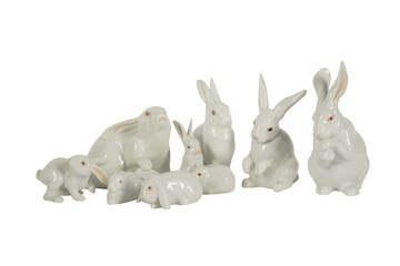 chocolate easter bunnies on a white background