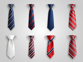 Neckties set. Realistic necktie collection. Vector illustration