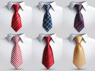 Set of different neckties on a white background. Vector illustration.