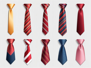 Realistic neckties set. Colorful necktie vector illustration.