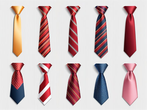 Realistic neckties set. Colorful necktie vector illustration.