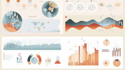 Flat vector illustrations of presentation materials.