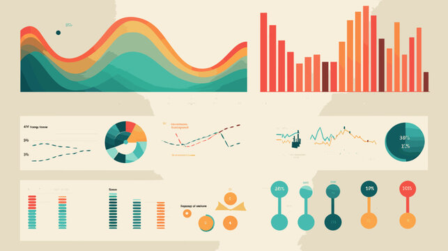 Flat vector illustrations of presentation materials.