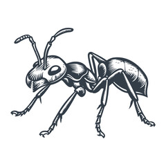 Ant woodcut style drawing vector