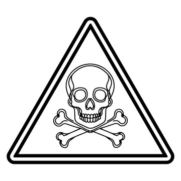 Danger triangle sign with skull and crossbones. hazard Warning icon symbol of death outline vector illustration