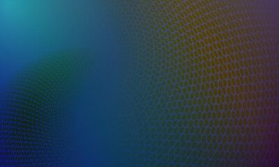 Obraz premium Hexagonal mesh pattern with blue green gradient background.