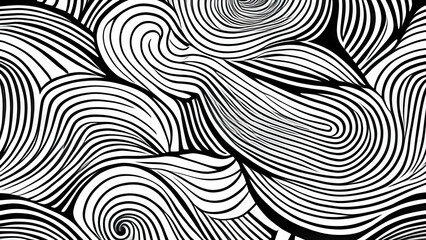 black and white swirly seamless lines pattern