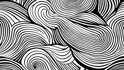 Fototapeten black and white swirly seamless lines pattern © For you