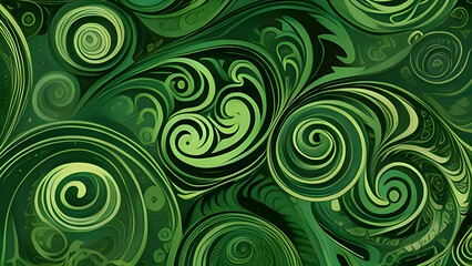 Fototapeta premium Abstract greeen swirly pattern background wavy texture wallpaper