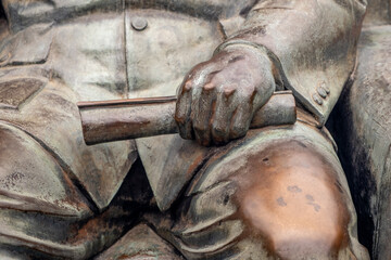 Close-up of a large bronze statue of Dr. Sun Yat Sen at a memorial in Taipei © Rex Wholster