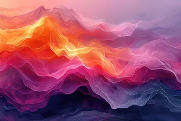 Keuken spatwand met foto Landscape Illusionistic Digital Mesmerizing Wave Pattern Acrylic Expressions through Brush Strokes of Ink © Pixel Alchemy