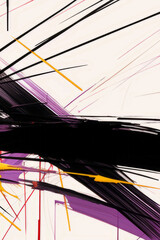 Fototapeta premium Modern Art with bold paint brush strokes in bright red, yellow and black. Portrait background format. Generative AI