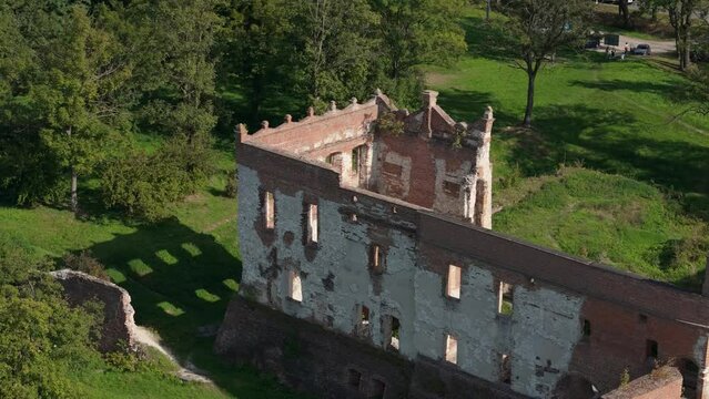 Castle Ruins Forest Krupe Aerial View Poland