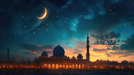 Foto op Plexiglas Islamic mosque lantern for Eid Ramadan banner poster design © Sanuar_husen