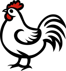 Chicken black and white clipart illustration