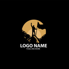 mountain climber flag logo design