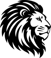 Head Lion black lines solid illustration