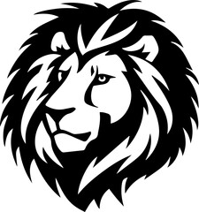 Head Lion black lines solid illustration