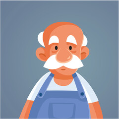
Senior Worker in Overalls Uniform Vector Cartoon Character
Mature experienced handyman working blue collar job 
