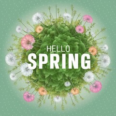 Hello Spring Greeting Poster Banner Conceptual Design