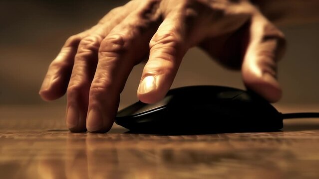 A hand reaches for a mouse hovering over the submit button with anticipation and nervousness.