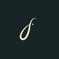 Design font f minimalist for initial logo 