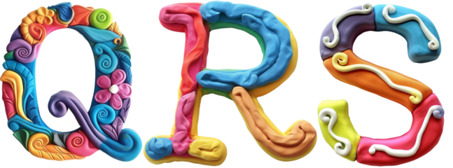 3D clay alphabet Q,R,S isolated on white