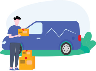 Delivery Online Shipping Services online concept illustration