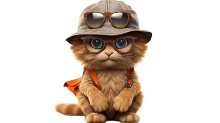 Mischievous 3D Cartoon Cat Wearing Sunglasses Vector Illustration, Transparent Background PNG