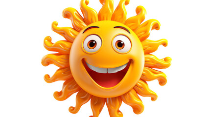 Cheerful 3D Cartoon Sun Character with a Smiling Face Vector Illustration on Transparent Background PNG