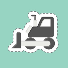 Sticker line cut Bulldozer. related to Mining symbol. simple design editable. simple illustration