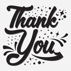 Thank you hand lettering, black ink brush calligraphy, Thank you svg design with sparkle elements. 11:11
