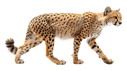 A serval captured in stride showcases its impressive physique and focused energy, highlighting its wild essence