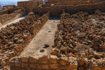 Travel to Israel. Massada fortress. Ancient ruins.	
