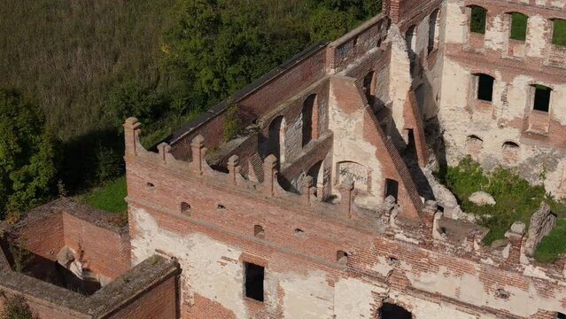 Castle Ruins Park Forest Krupe Aerial View Poland