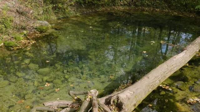 The Southern Urals, the Blue Griffin karst lake near the Zilim River.