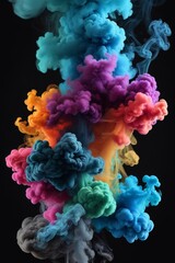 Fototapeta premium Multicolour Dense Smoke on a Dark Background