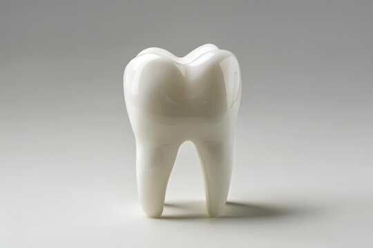 The tooth model is in front of a isolated background. Copy space, generative ai
