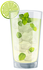 Vector graphic of a mint mojito with ice
