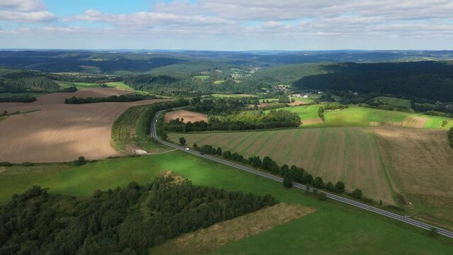 Beautiful Landscape Mountains Bieszczady Bircza Leszczawa Aerial View Poland