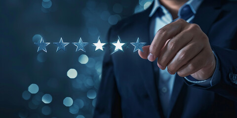 professional man, A animated GIF showcasing businessmen selecting the best excellent business rating experience on a dynamic customer satisfaction icon photography