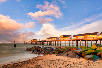 Southwold - the pier at sunrise, Suffolk, UK