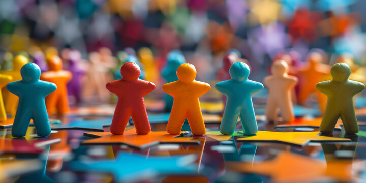group of people standing in a row, A artistic depiction of businessmen surrounded by customer satisfaction icons, conveying a strong commitment to understanding and meeting customer expectations photo